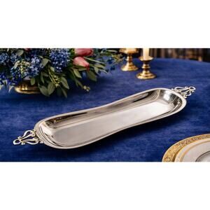 VTG Sheffield Silver Long Relish Tray Silverplate Bread Celery Trinket Dish 18"